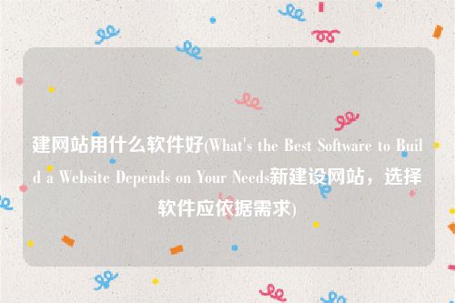 建网站用什么软件好(What's the Best Software to Build a Website Depends on Your Needs新建设网站，选择软件应依据需求)