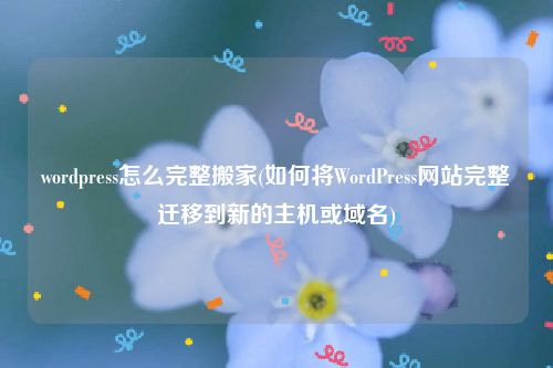 wordpress怎么完整搬家(如何将WordPress网站完整迁移到新的主机或域名)