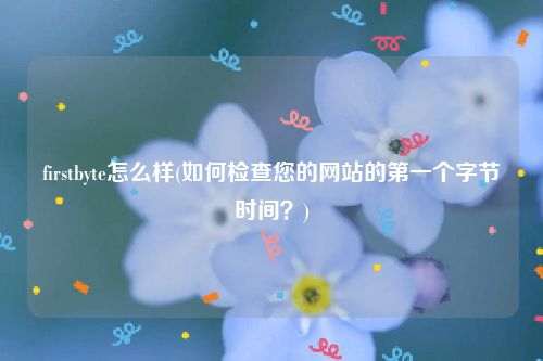 firstbyte怎么样(如何检查您的网站的第一个字节时间？)