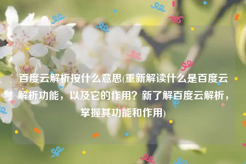 百度云解析按什么意思(重新解读什么是百度云解析功能，以及它的作用？新了解百度云解析，掌握其功能和作用)