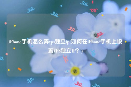 iPhone手机怎么弄vps独立ip(如何在iPhone手机上设置VPS独立IP？)