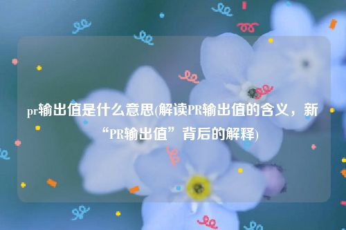 pr输出值是什么意思(解读PR输出值的含义，新“PR输出值”背后的解释)