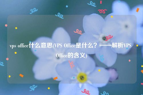 vps office什么意思(VPS Office是什么？——解析VPS Office的含义)